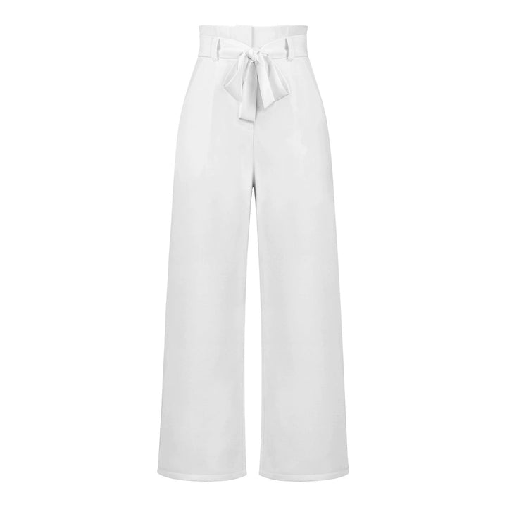 Womens High-Waisted Trousers with Tie Waist Relaxed Fit