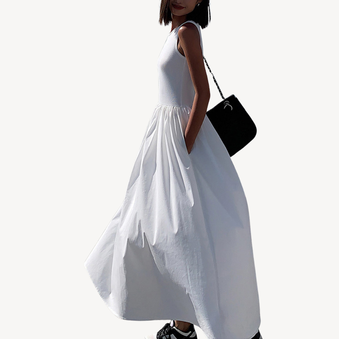 Womens Sleeveless Maxi Dress A-Line Fit