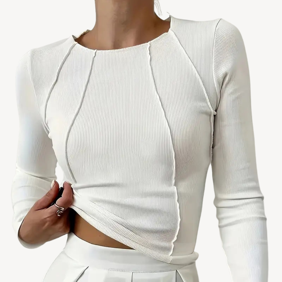 Womens Ribbed Long Sleeve Top Slim Fit - BritishMode