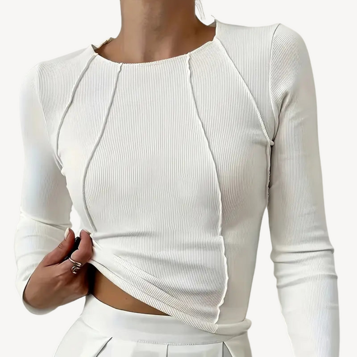 Womens Ribbed Long Sleeve Top Slim Fit - BritishMode