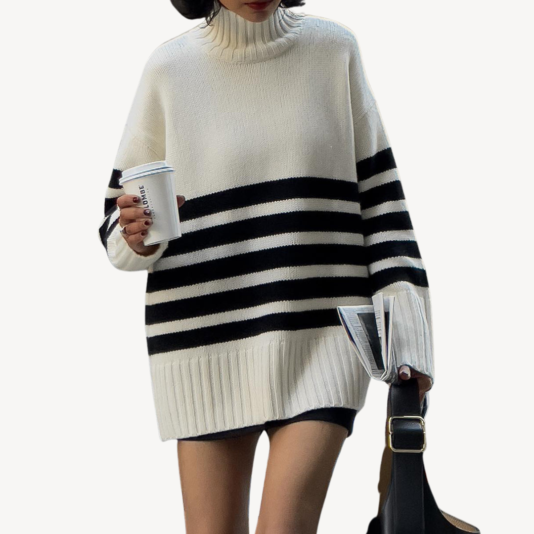 Womens Knit Sweater Striped Pattern Regular Fit