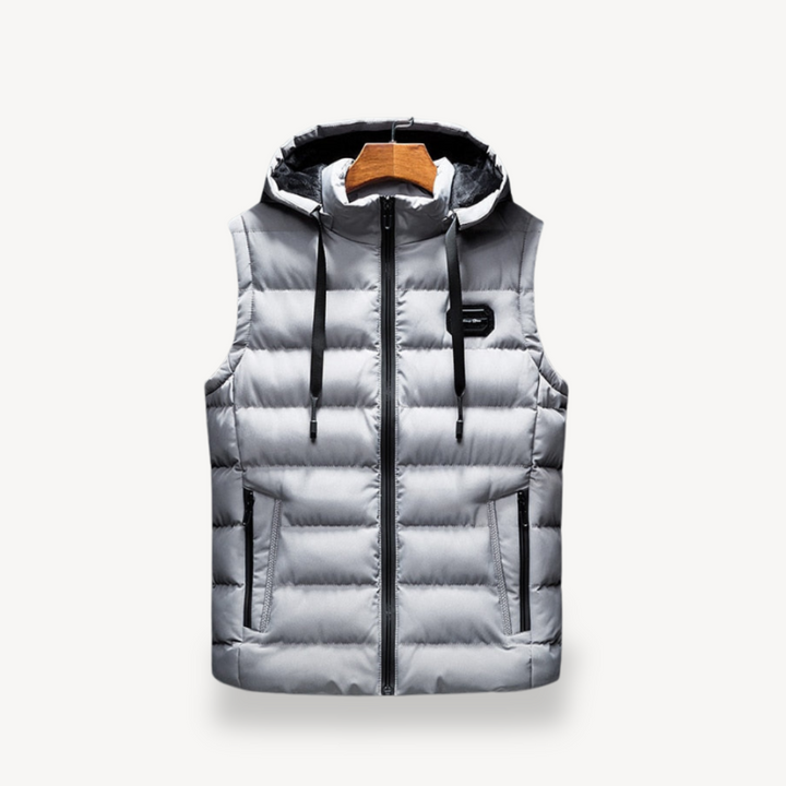 Mens Puffer Vest with Hood Quilted Sleeveless