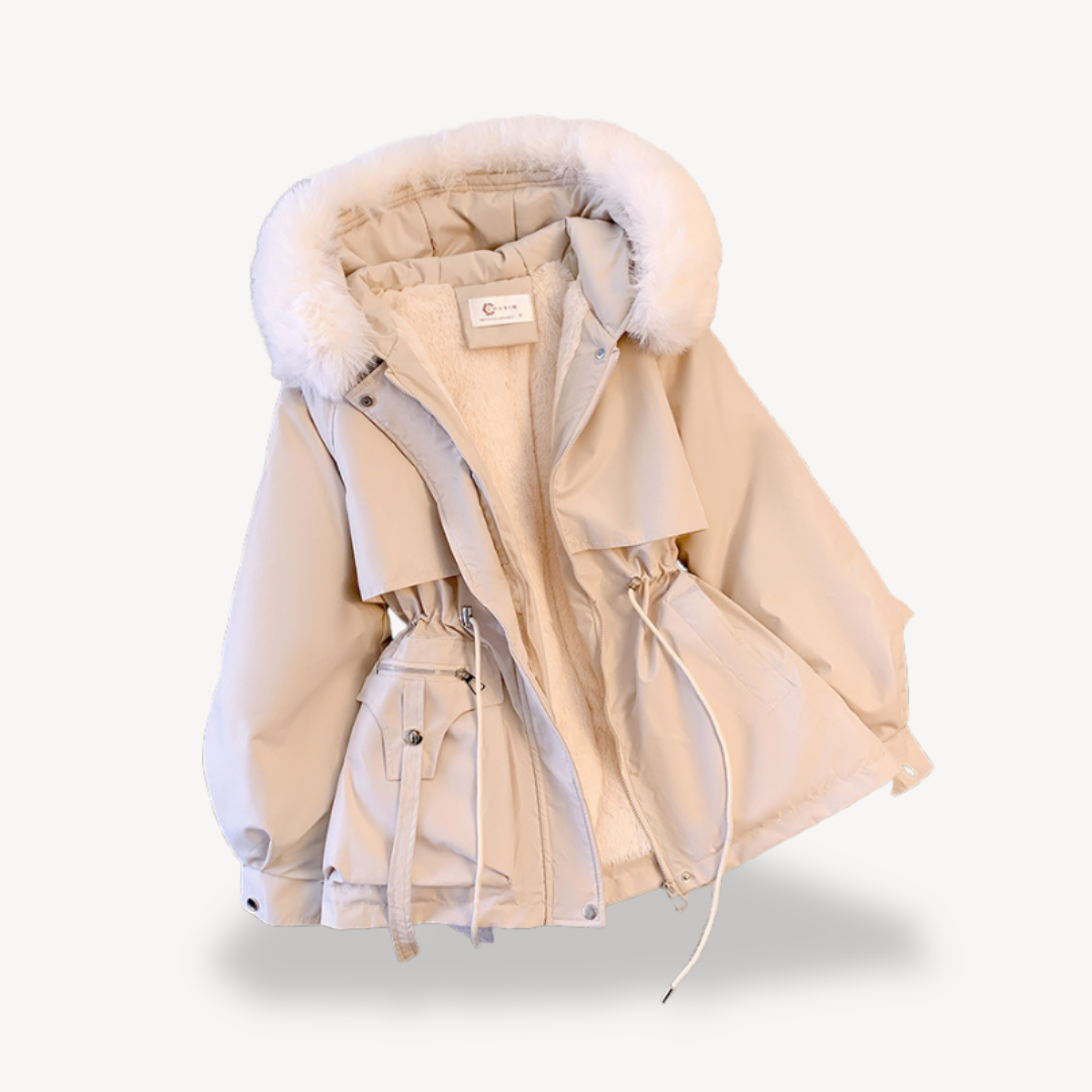 Womens Parka Jacket Faux Fur Lining Relaxed Fit