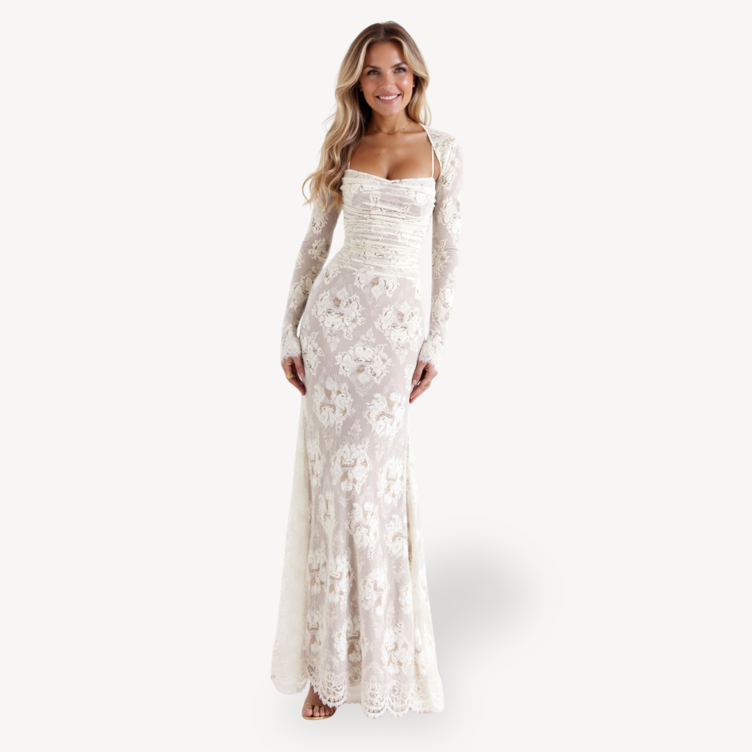 Womens Lace Dress with Long Sleeve - BritishMode
