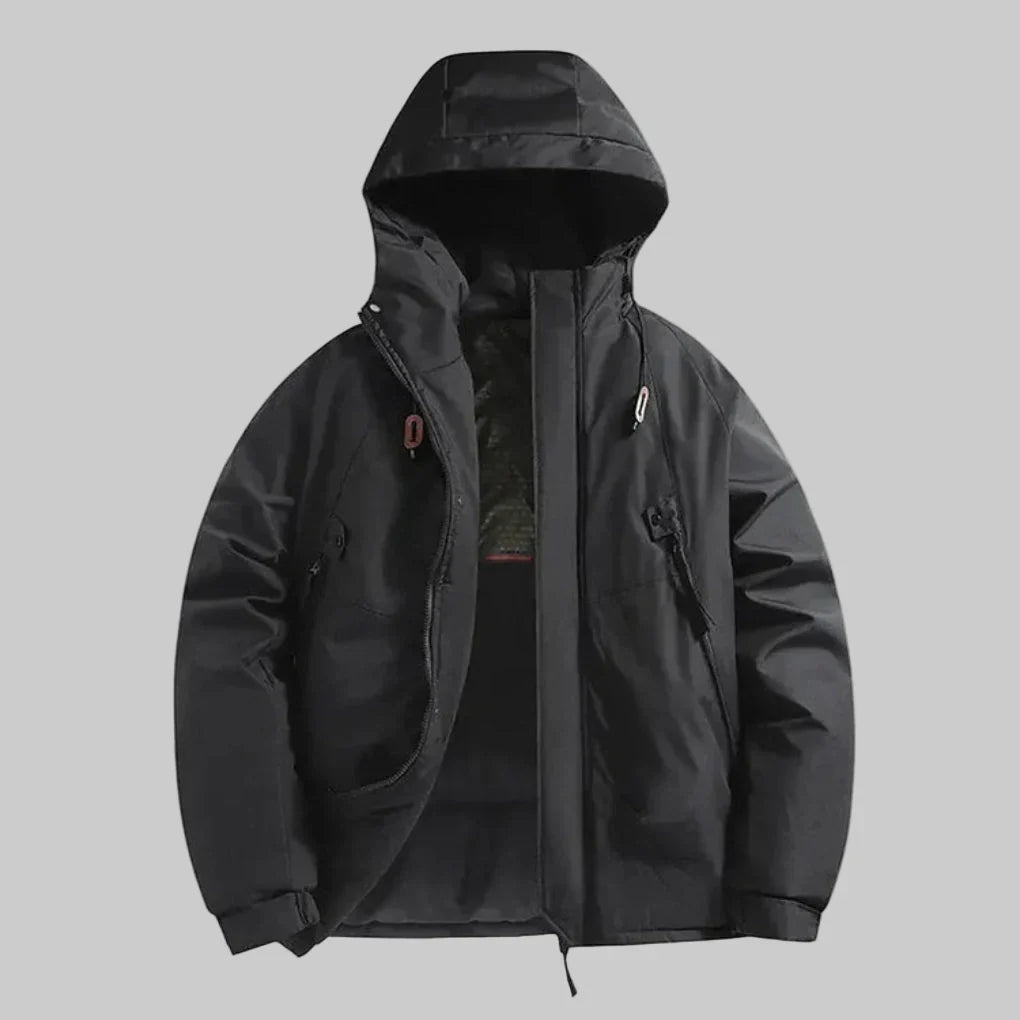 Mens Hooded Jacket Insulated Warm Fit