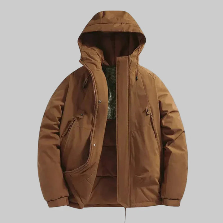 Mens Hooded Jacket Insulated Warm Fit