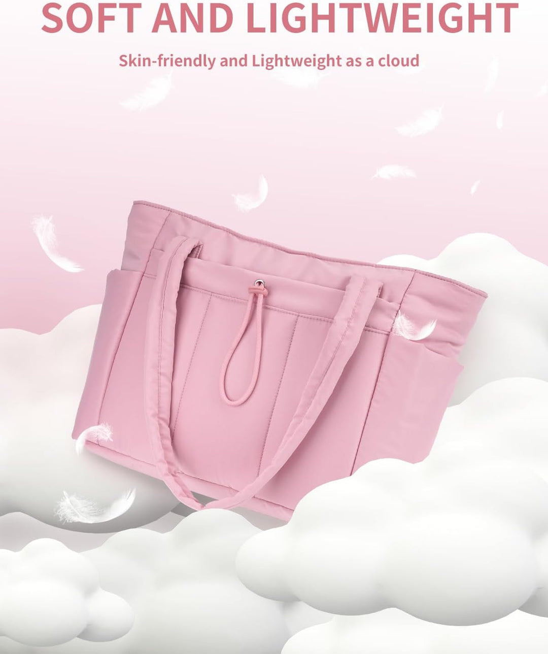Quilted Tote Bag with Puffer Material and Laptop Sleeve