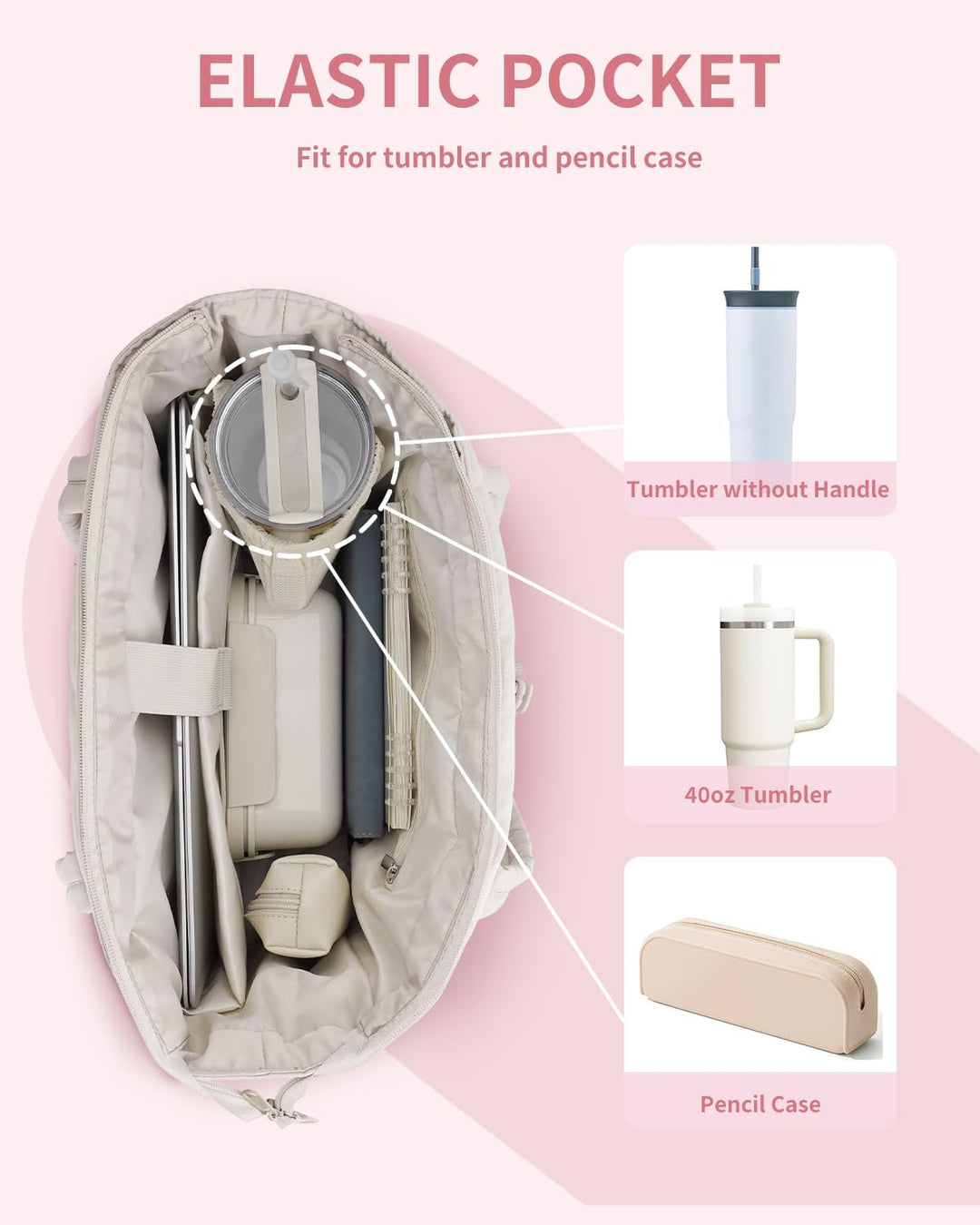 Quilted Tote Bag with Puffer Material and Laptop Sleeve