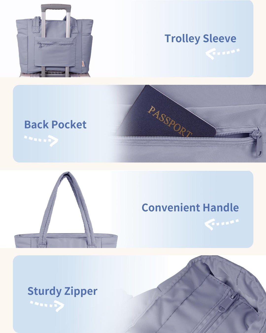 Quilted Tote Bag with Puffer Material and Laptop Sleeve