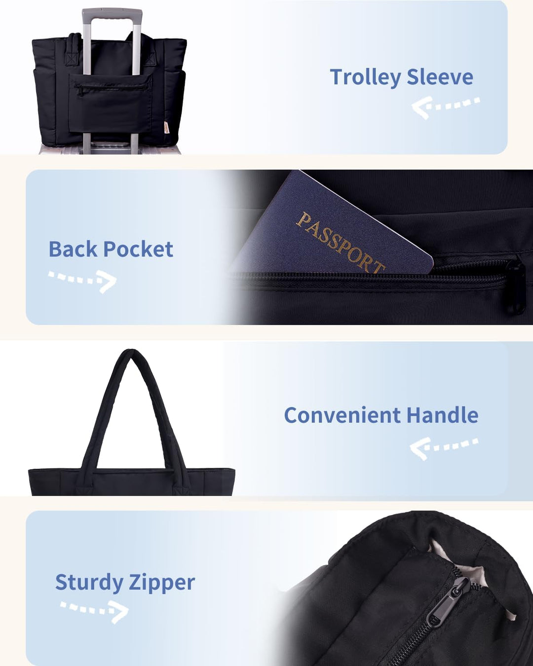 Quilted Tote Bag with Puffer Material and Laptop Sleeve