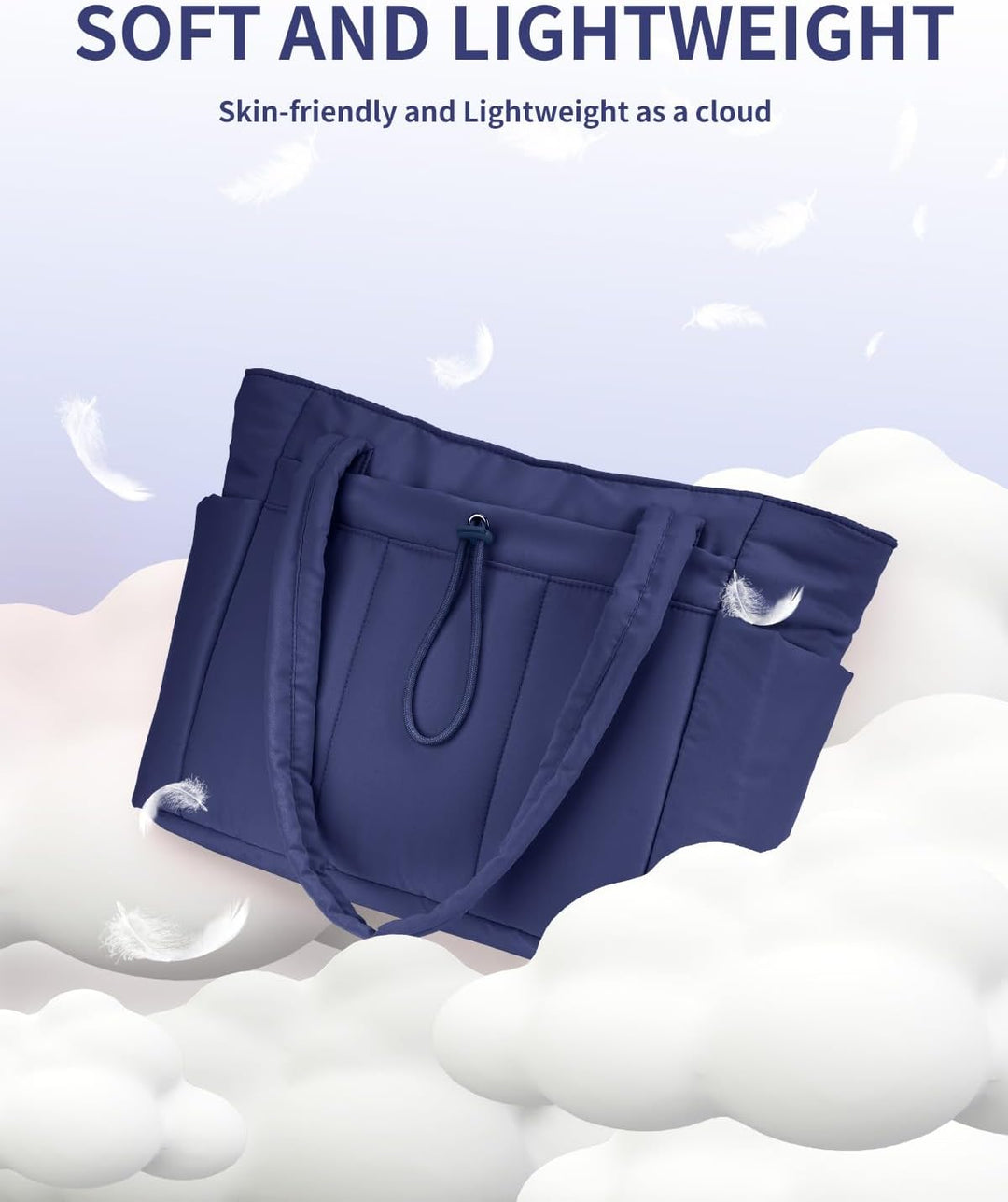 Quilted Tote Bag with Puffer Material and Laptop Sleeve