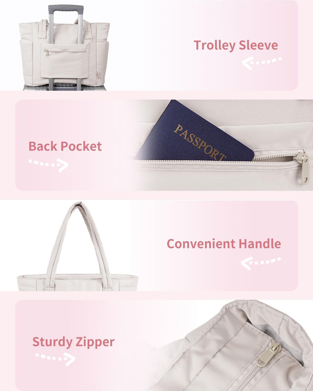 Quilted Tote Bag with Puffer Material and Laptop Sleeve