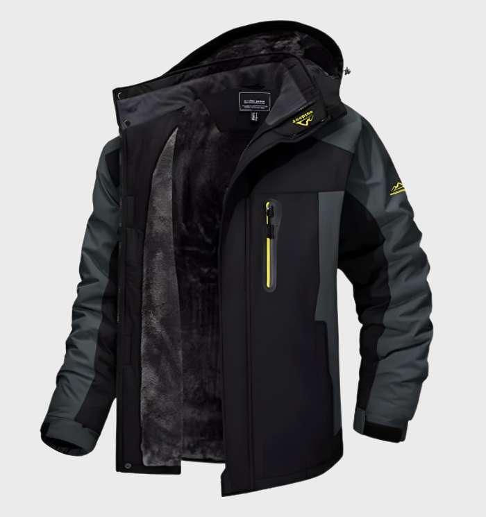 Mens Fleece Jacket Waterproof Warm Hooded