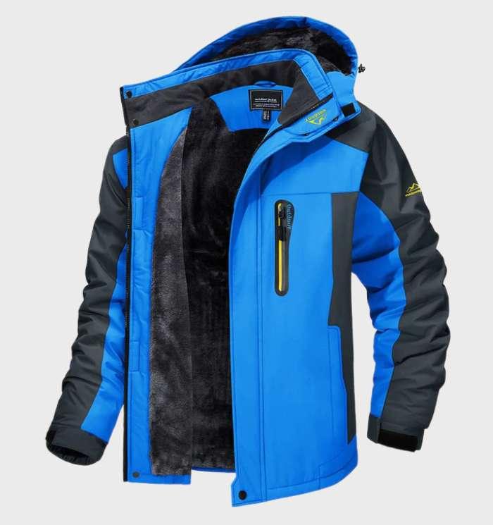 Mens Fleece Jacket Waterproof Warm Hooded