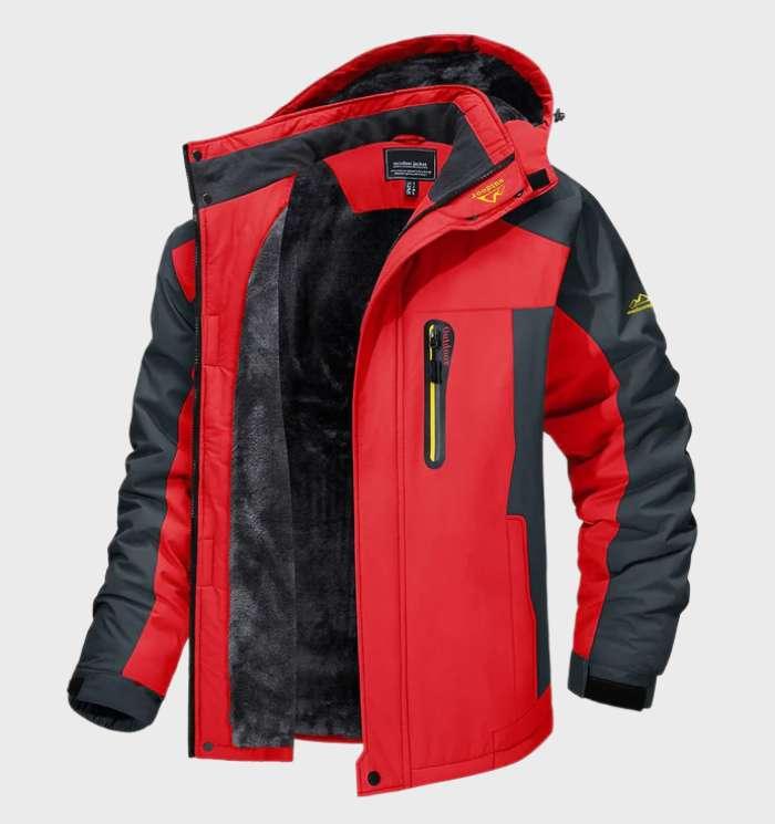 Mens Fleece Jacket Waterproof Warm Hooded