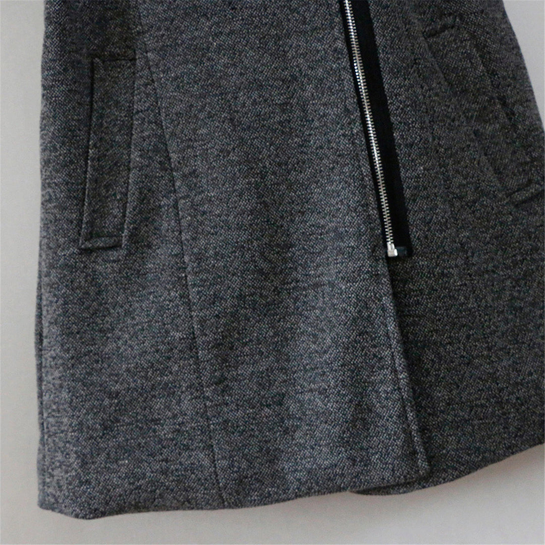 Womens Mid-Length Winter Coat Asymmetrical Zip