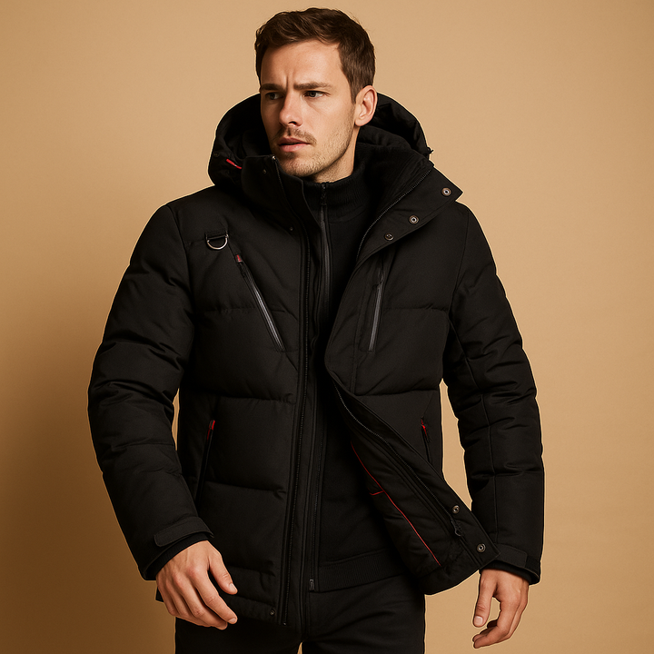 Mens Down Parka Jacket Windproof Hooded Warm