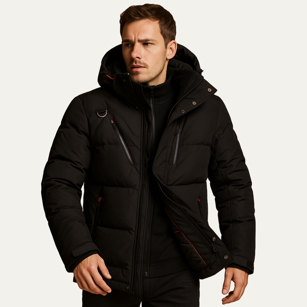Mens Quilted Bomber Jacket Insulated Stand Collar