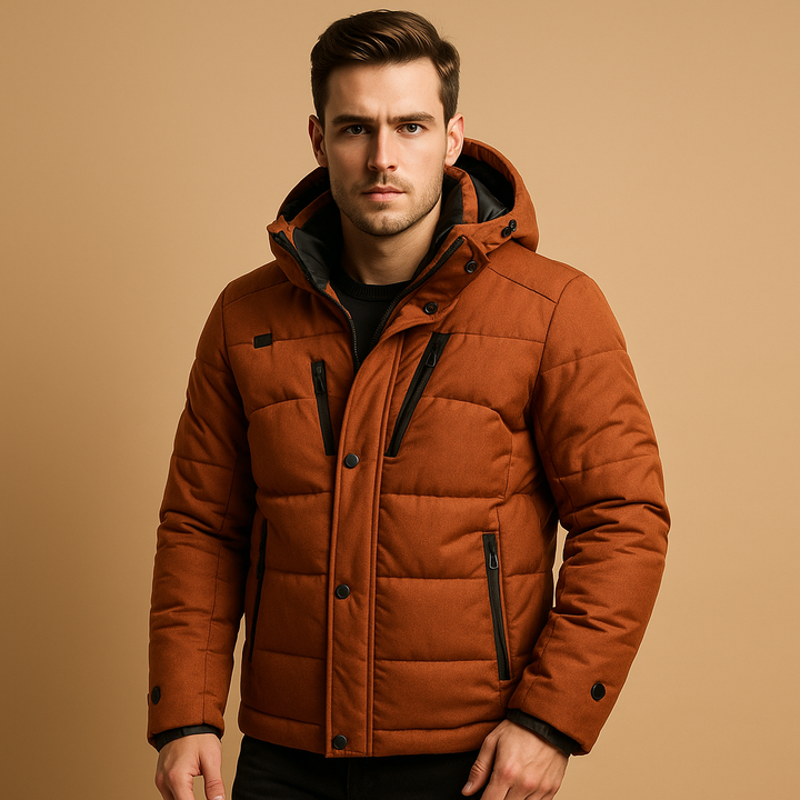 Mens Down Parka Jacket Windproof Hooded Warm - BritishMode