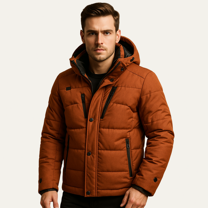 Mens Quilted Bomber Jacket Insulated Stand Collar - BritishMode
