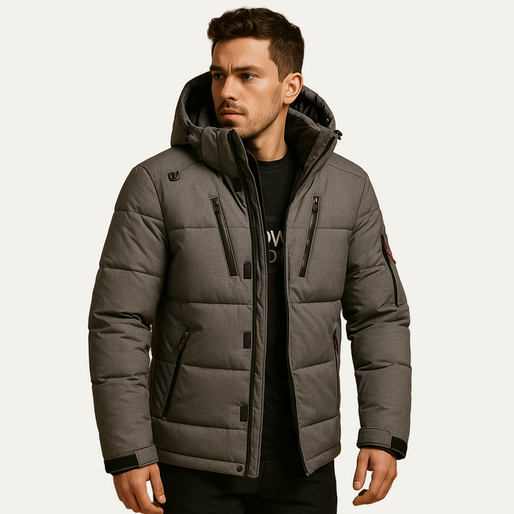 Mens Quilted Bomber Jacket Insulated Stand Collar