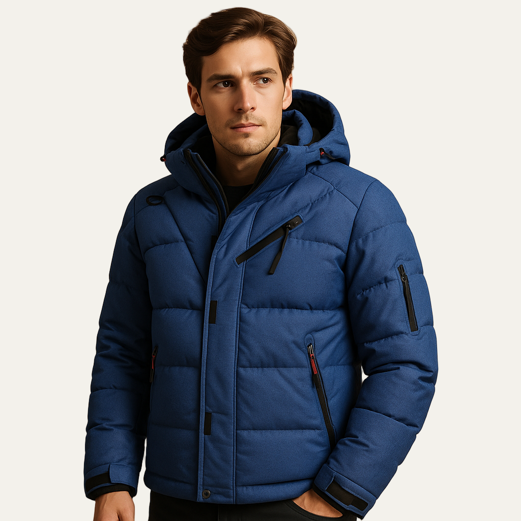 Mens Quilted Bomber Jacket Insulated Stand Collar
