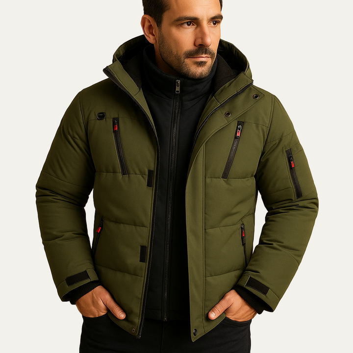 Mens Wool Car Coat Quilted Inner Vest Layered Style