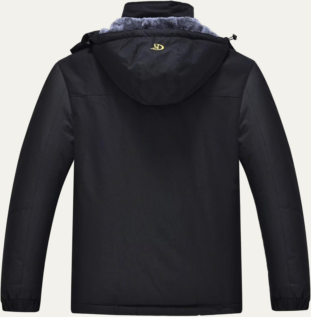 Mens Quilted Jacket with Faux Fur Collar Mid Length