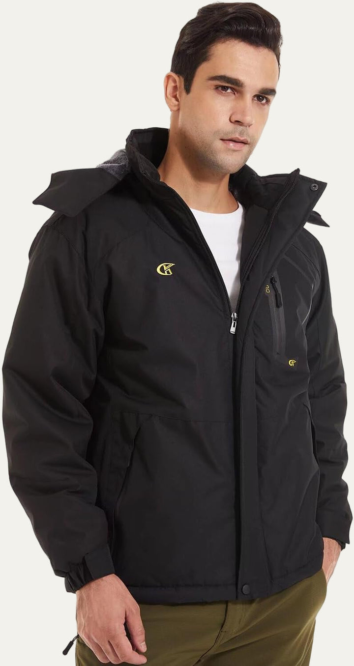Mens Quilted Jacket with Faux Fur Collar Mid Length