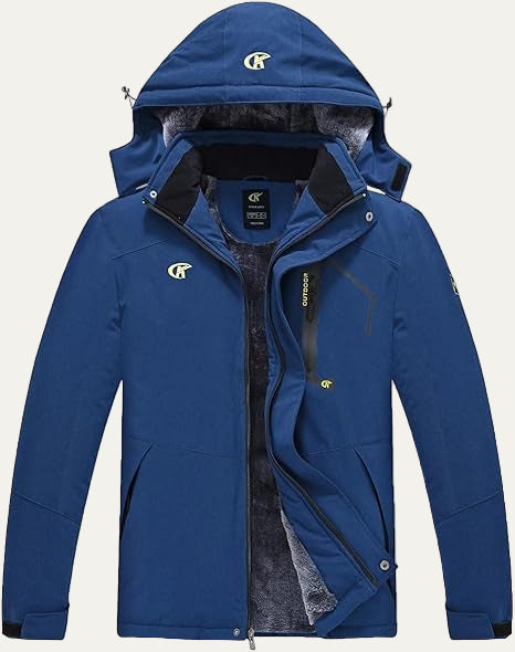 Mens Quilted Jacket with Faux Fur Collar Mid Length