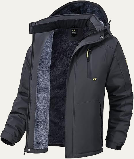 Mens Quilted Jacket with Faux Fur Collar Mid Length