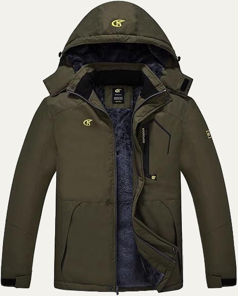 Mens Quilted Jacket with Faux Fur Collar Mid Length