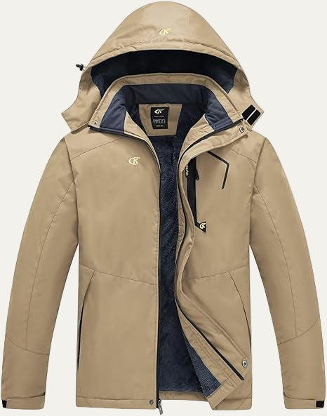 Mens Quilted Jacket with Faux Fur Collar Mid Length