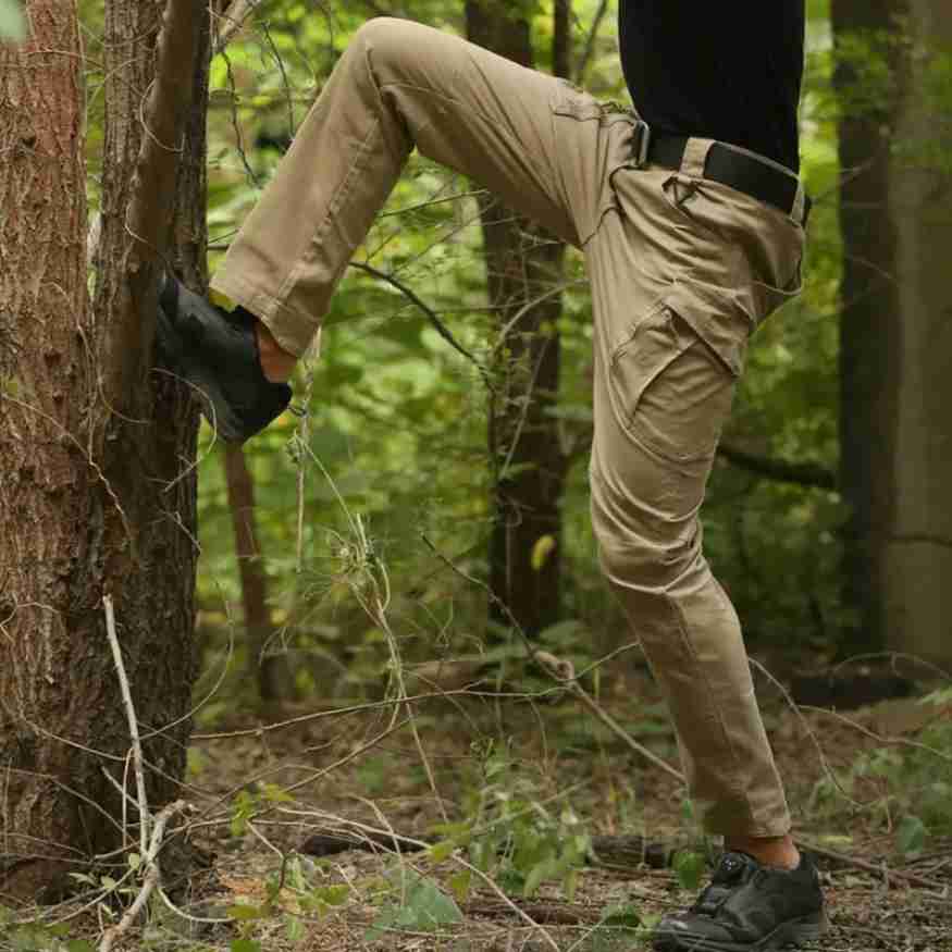 Mens Tactical Trousers Waterproof Reinforced Multi-Pocket