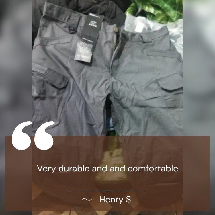Mens Tactical Trousers Waterproof Reinforced Multi-Pocket