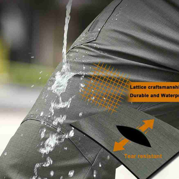 Mens Tactical Trousers Waterproof Reinforced Multi-Pocket