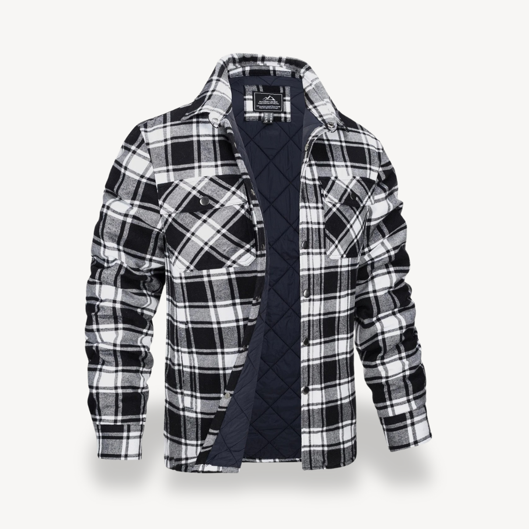 Mens Jacket Fleece Lined Plaid Pattern