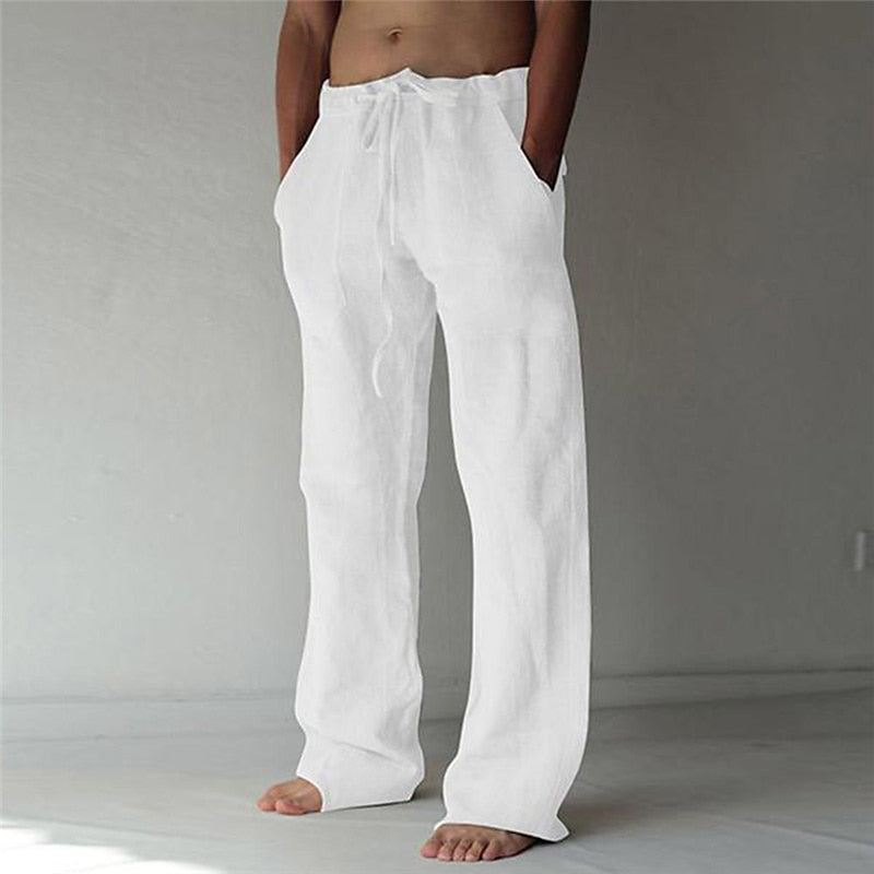 Mens Linen Pants Breathable Casual Comfort Fit - BritishMode