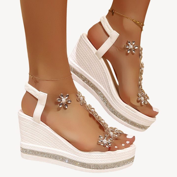 Womens Orthopedic Wedge Sandals Floral Clear Strap