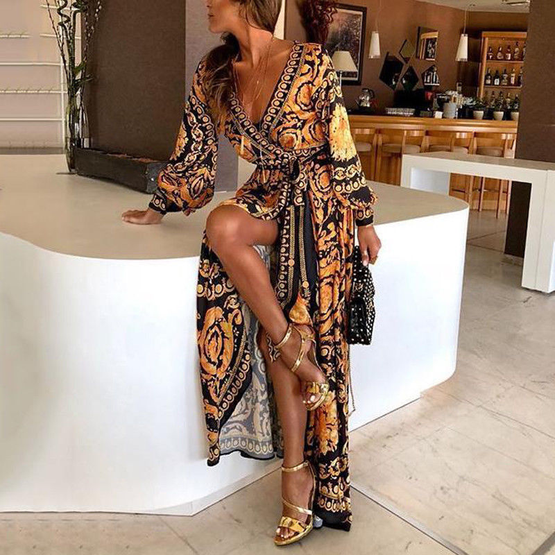 Womens Boho Maxi Dress Flowy Relaxed Fit - BritishMode