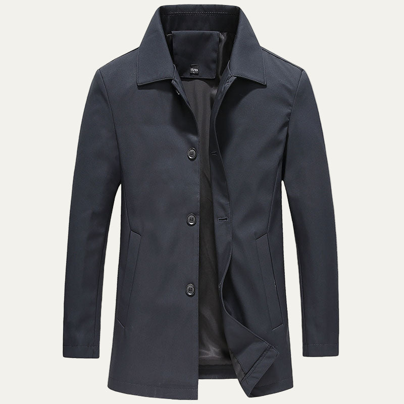 Mens Mid-Length Car Coat Button Front