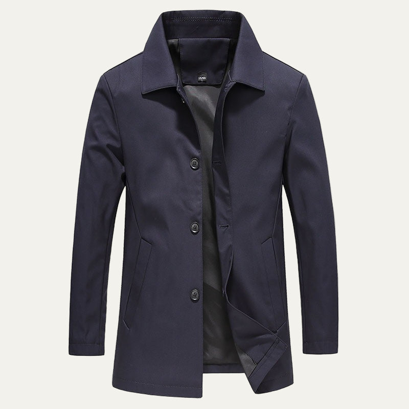 Mens Mid-Length Car Coat Button Front - BritishMode