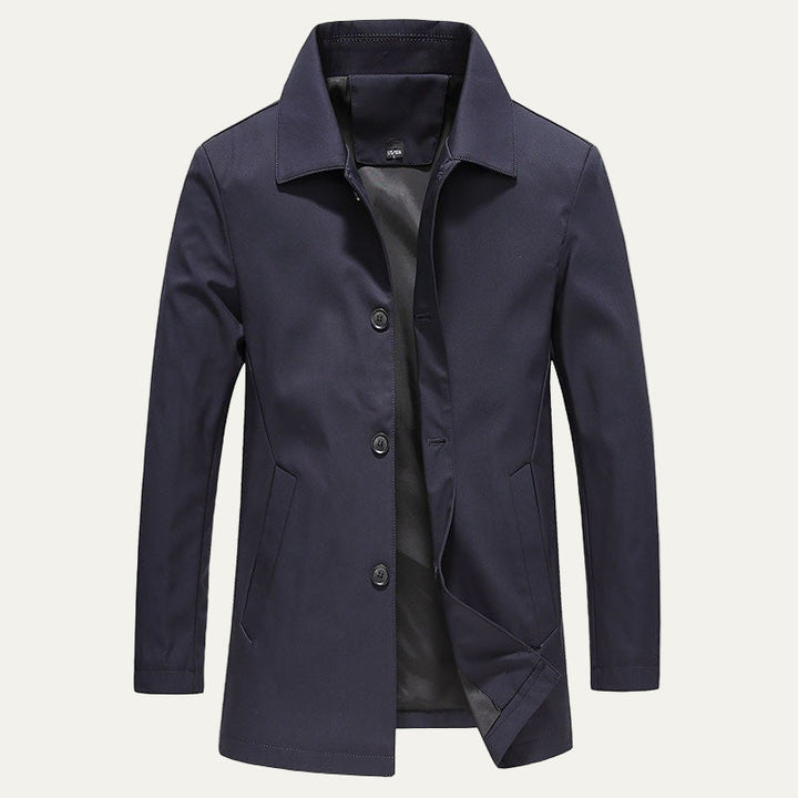 Mens Mid-Length Car Coat Button Front - BritishMode
