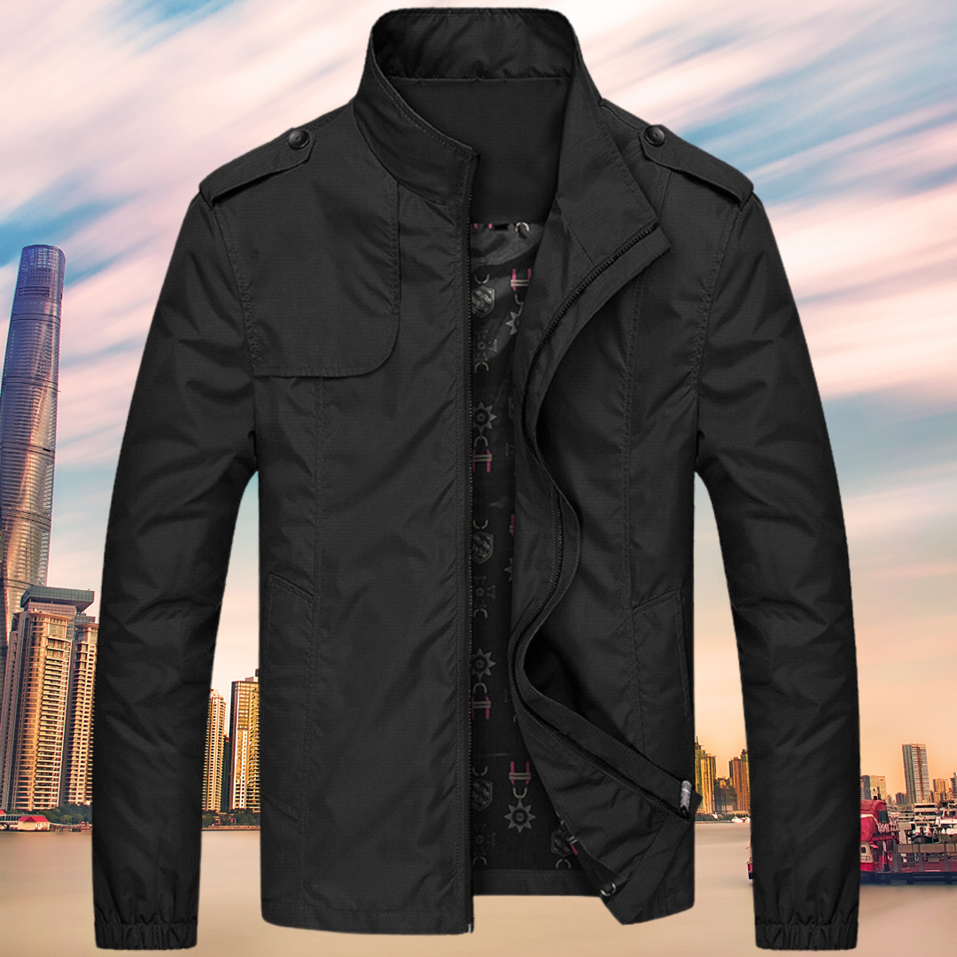 Mens Windproof Jacket with Collar Regular Fit