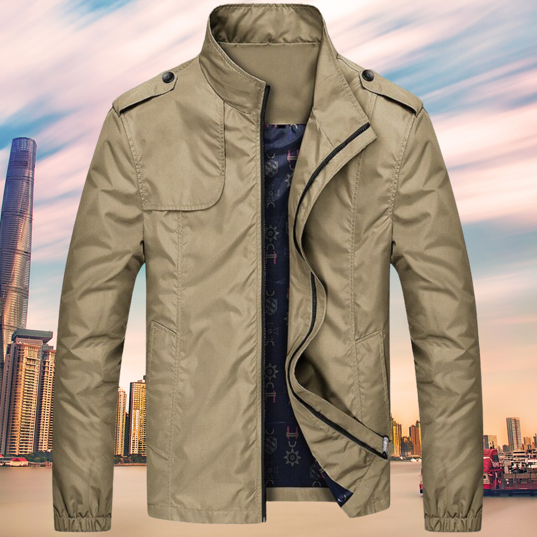 Mens Windproof Jacket with Collar Regular Fit