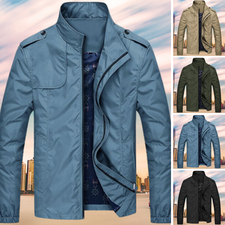 Mens Windproof Jacket with Collar Regular Fit