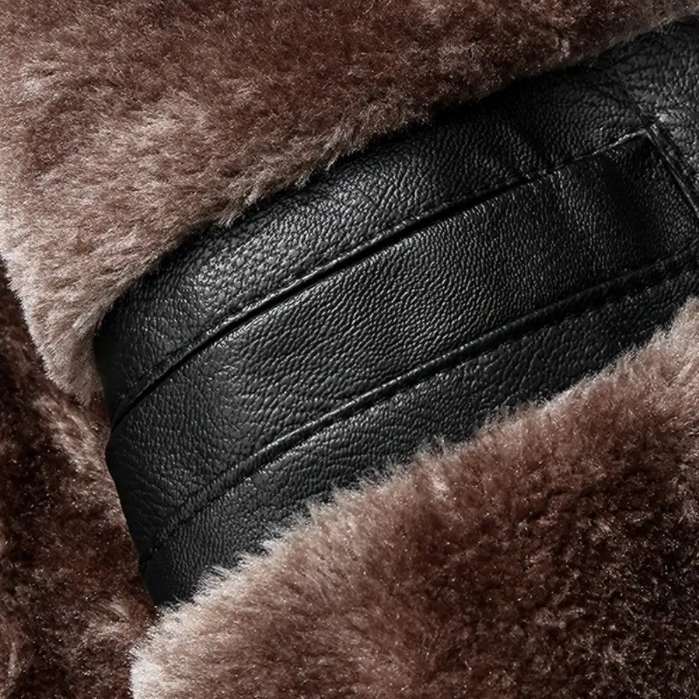 Mens Leather Jacket with Fur Collar Winter Style