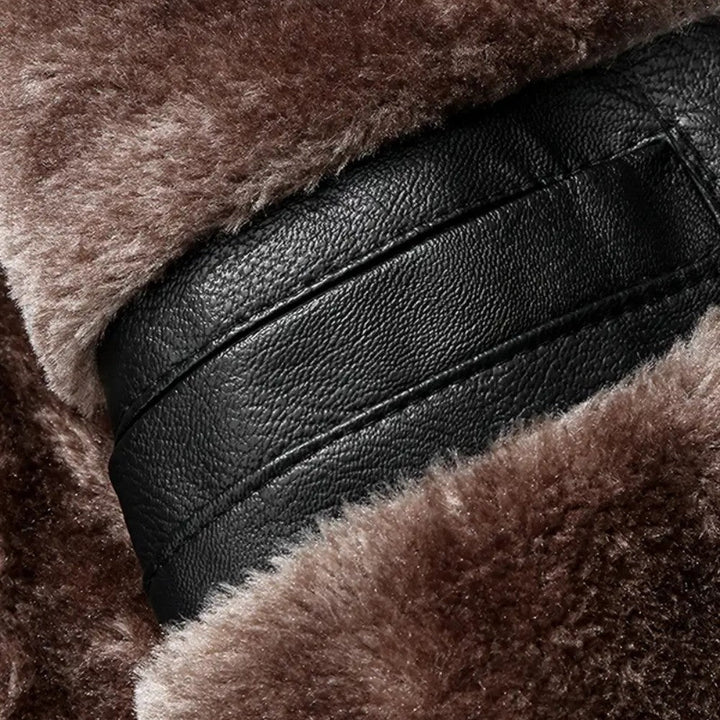 Mens Leather Jacket with Fur Collar Winter Style
