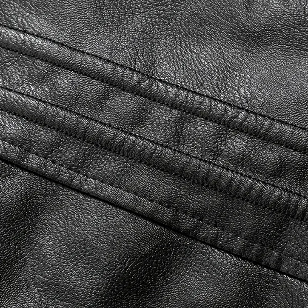 Mens Leather Jacket with Fur Collar Winter Style