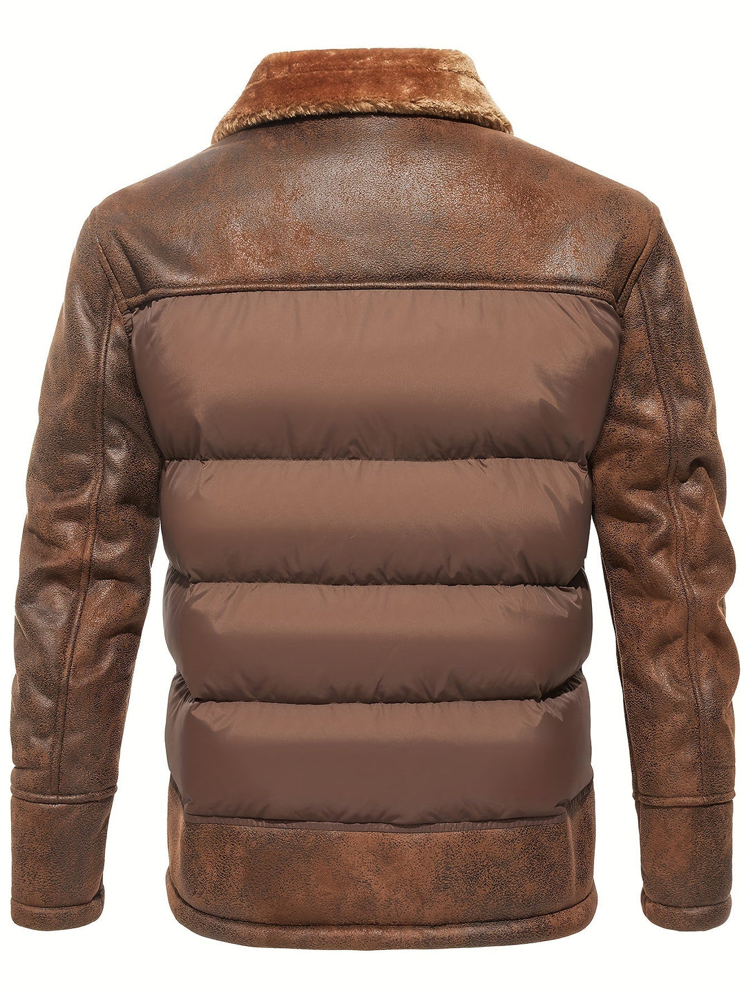 Mens Quilted Jacket with Fur Trim Collar Winter Outerwear